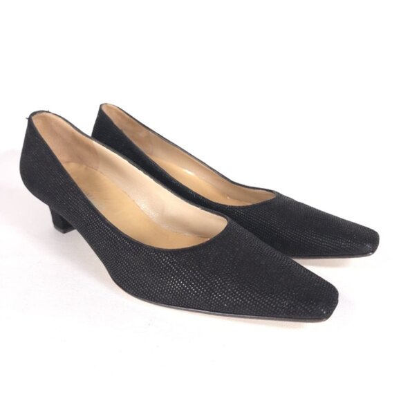 BRUNO MAGLI Women’s HANDMADE IN‎ ITALY Textured LEATHER Heels Black Size 8.5 AA - Picture 2 of 14